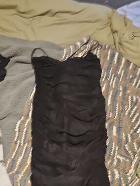 Velvet Black Slip Dress with Spaghetti Straps